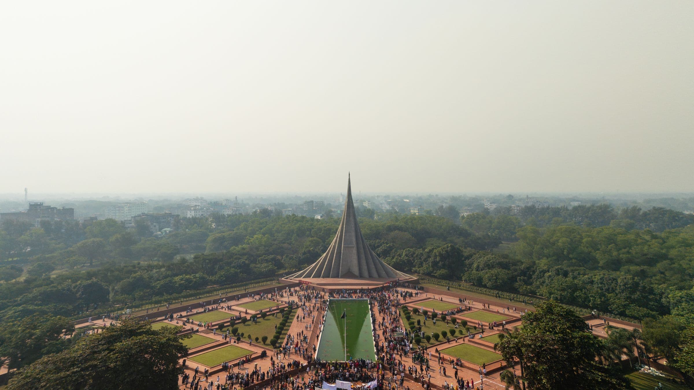 Aerial view of the National Martyrs' Memorial, Savar